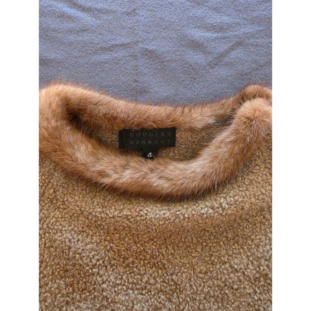 Douglas Hannant vintage fur trimmed boucle sweater Size 4